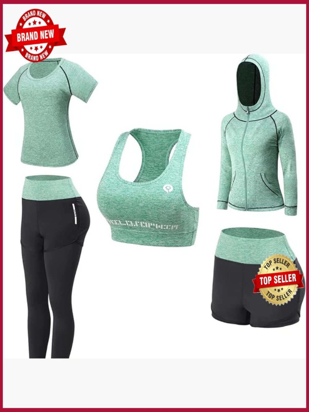 5 Piece Women's Workout Set Athletic Yoga Running Outfit
